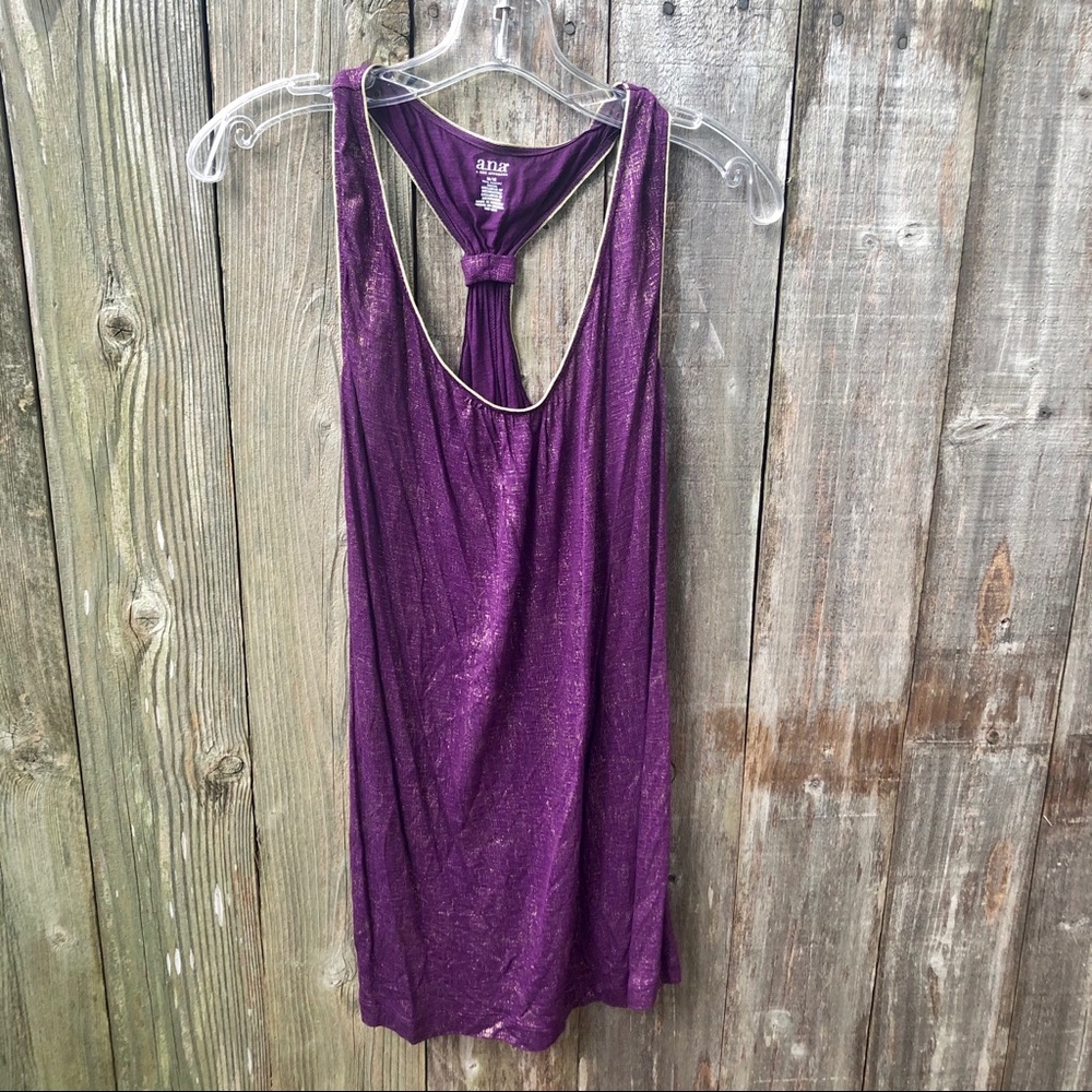 Shiny gold and purple tank top